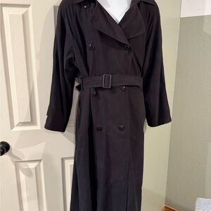 New York Harbor Black Double-Breasted Trench Coat
